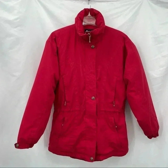 Nordica Women’s Red Long Insulated Coat Jacket 8 Zip/Snap Closure 6 Pockets - Picture 1 of 14